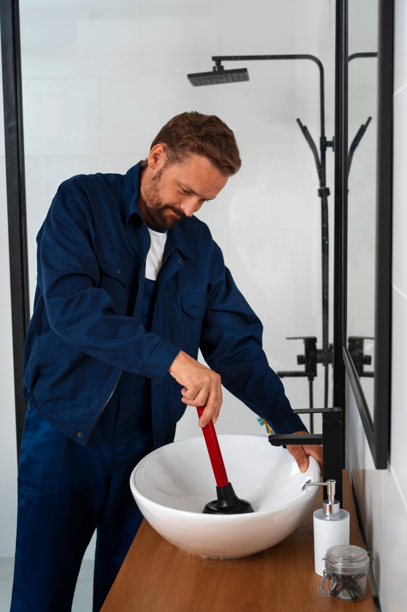Débouchage lavabo de salle de bain.